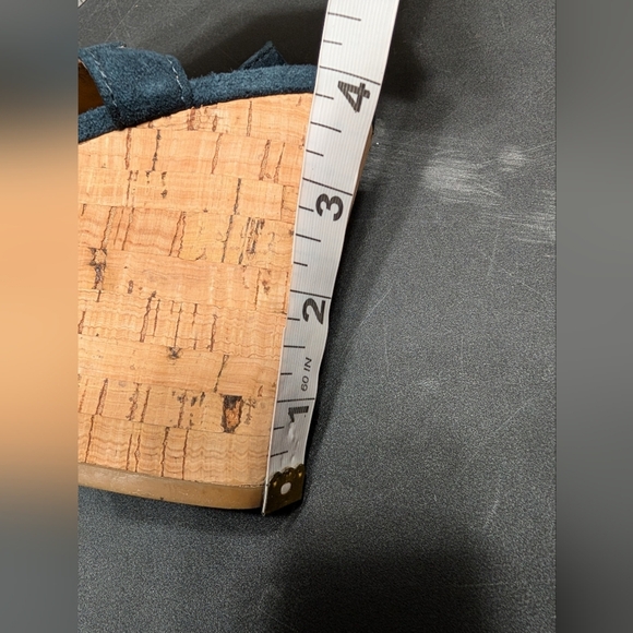 Coach Navy Blue Suede Kennedy Cork Wedge Heel Open Toe Ankle Strap Sandals 7.5B - Picture 8 of 11